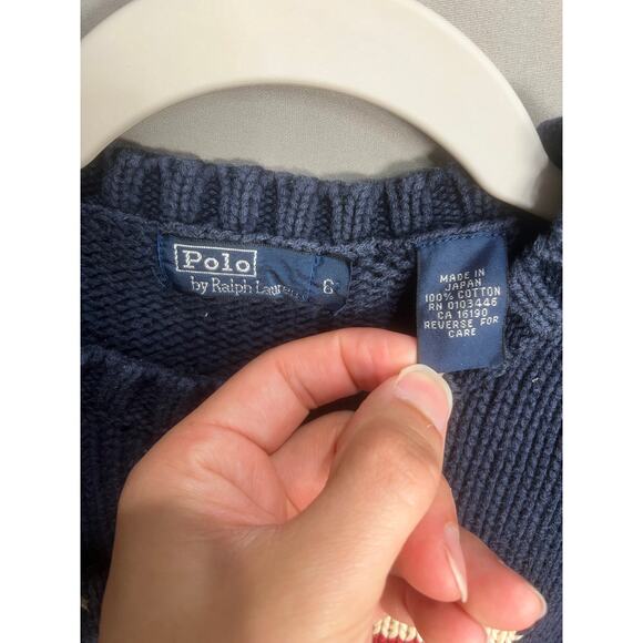 Vintage Unisex Kids Polo Ralph Lauren Navy American Flag Sweater Sz Small 6 - Picture 9 of 16